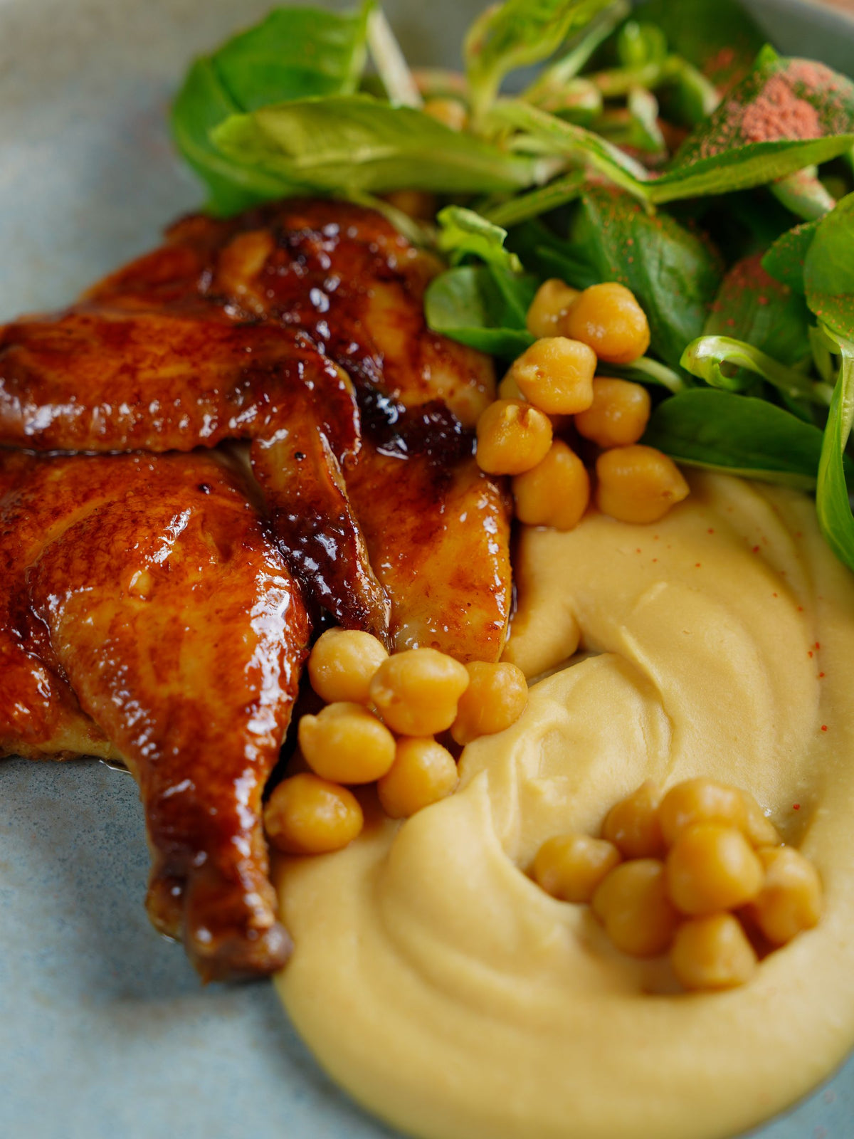 Richly glazed chicken with caramelised skin — serving inspiration