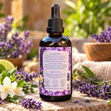 Botanical Body Oil amber glass bottle with lavender and jasmine