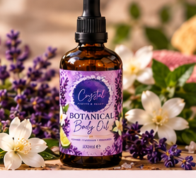 Botanical body oil, jasmine, lavender and bergamot