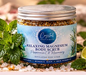 Relaxing magnesium body scrub with peppermint and rosemary