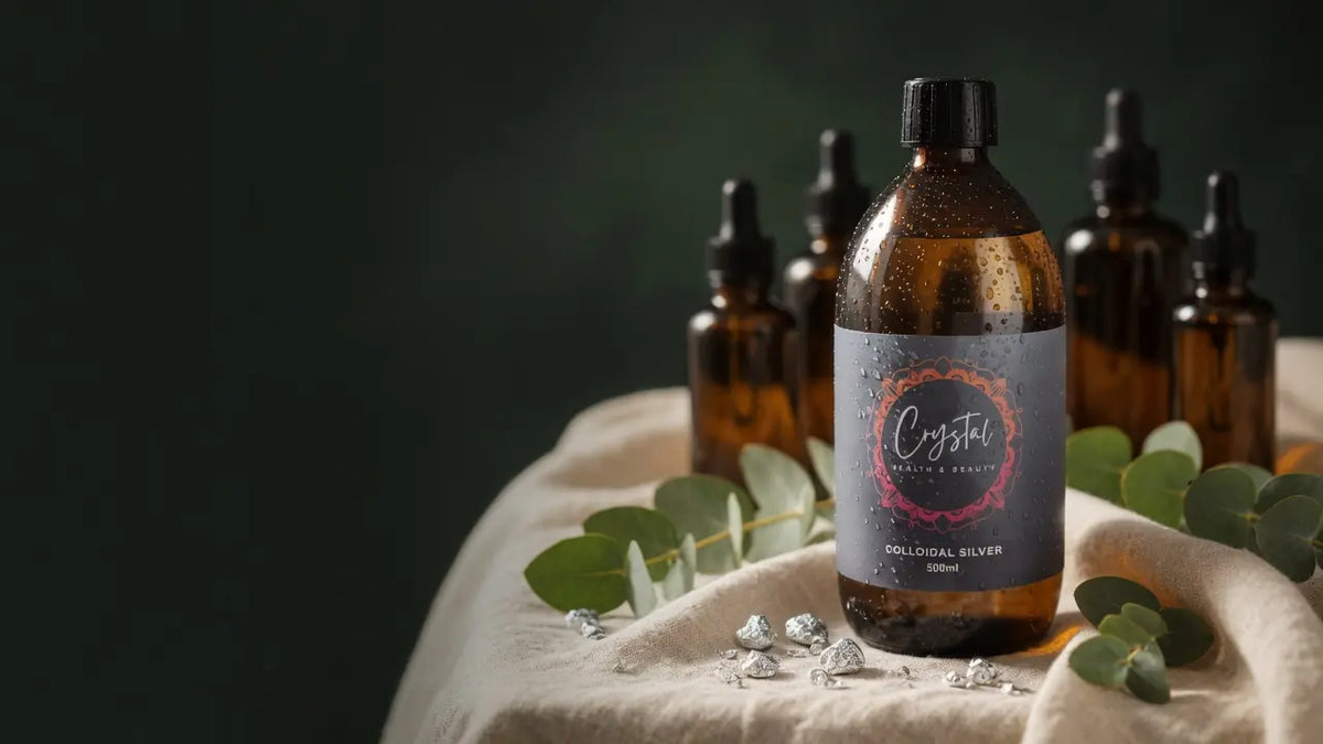 Crystal Health & Beauty colloidal silver in amber glass