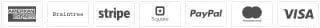 Visa, Mastercard, American Express, Stripe, Square and PayPal accepted