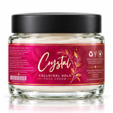 Crystal Colloidal Gold Face Cream in a glass jar with black lid