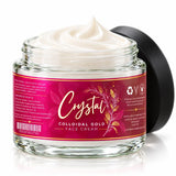 Open jar of Crystal Colloidal Gold Face Cream showing the cream