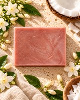 Overhead view of colloidal gold soap with jasmine and coconut