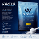 300g creatine monohydrate pouch with a scoop of white powder