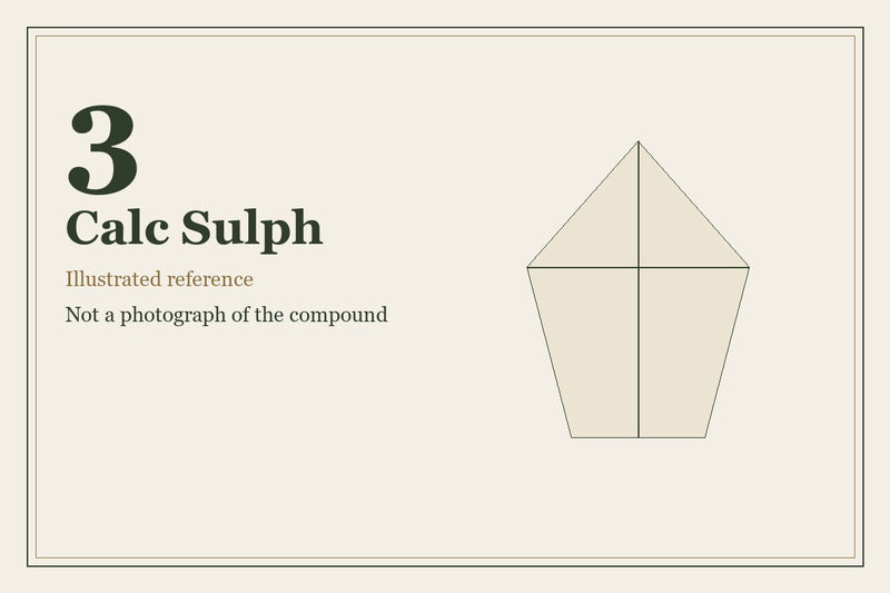 Illustrated mineral study for Calc Sulph, tissue salt number 3.