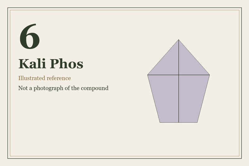 Illustrated mineral study for Kali Phos, tissue salt number 6.