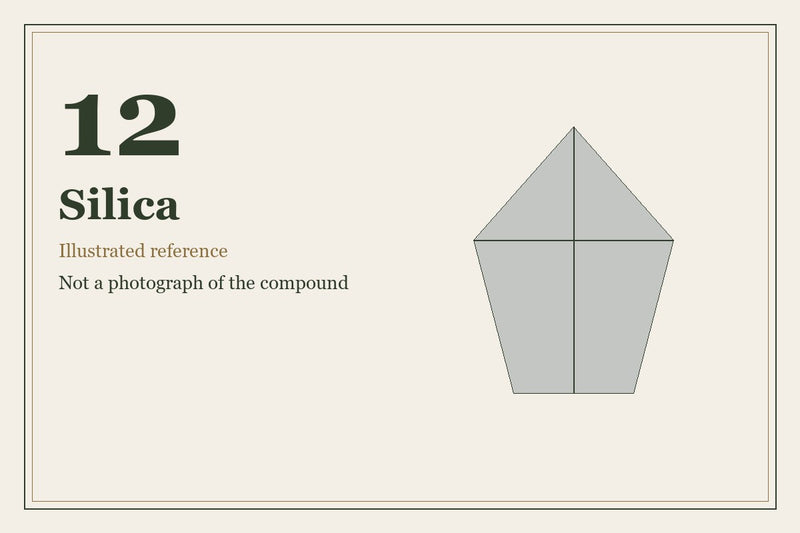 Illustrated mineral study for Silica, tissue salt number 12.