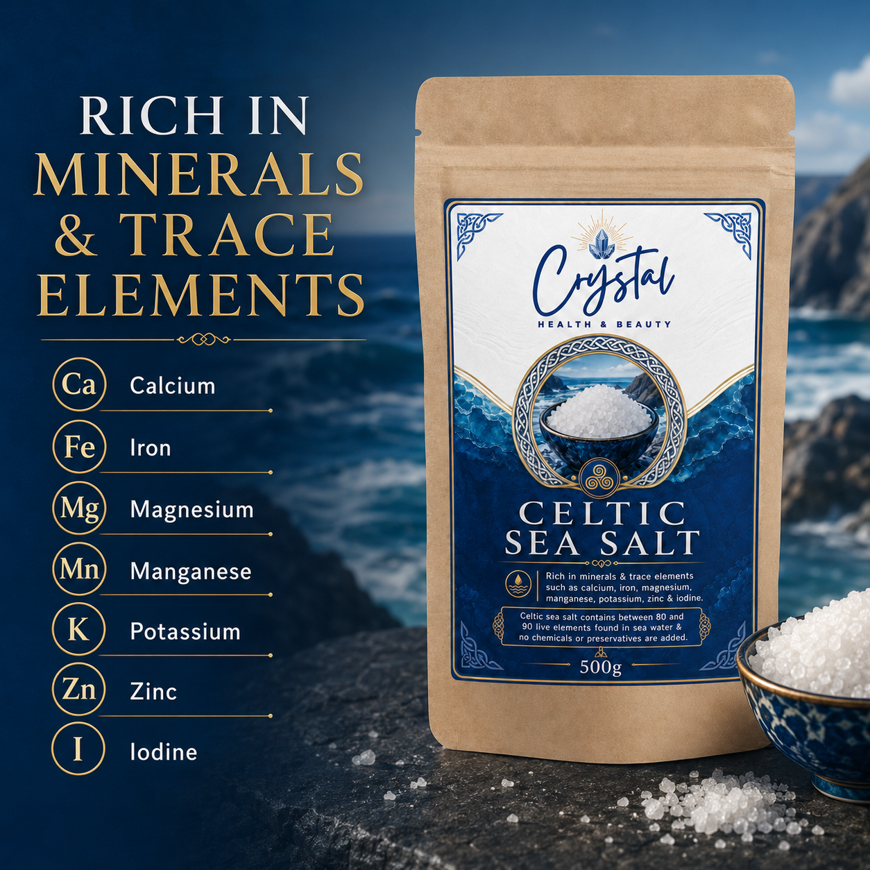 Organic Coarse Celtic Sea Salt 500g from Crystal Health & Beauty