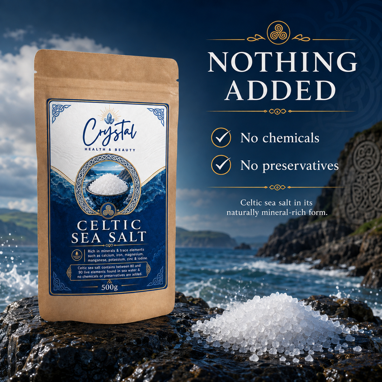 Organic Coarse Celtic Sea Salt 500g from Crystal Health & Beauty