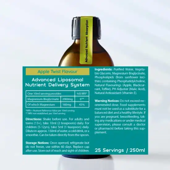 NEW! Liposomal Magnesium Bisglycinate Liquid - 160mg - Apple Twist Flavour - 250ml - Image 4