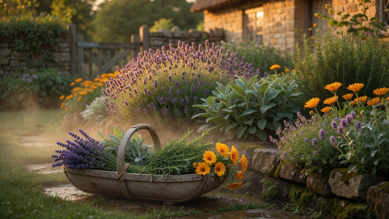 Herbs gathered for Crystal remedies