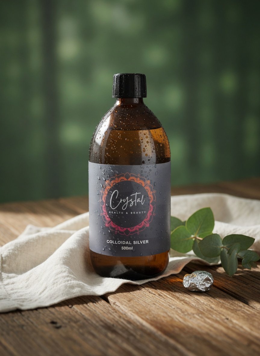 Crystal colloidal silver bottled in amber glass