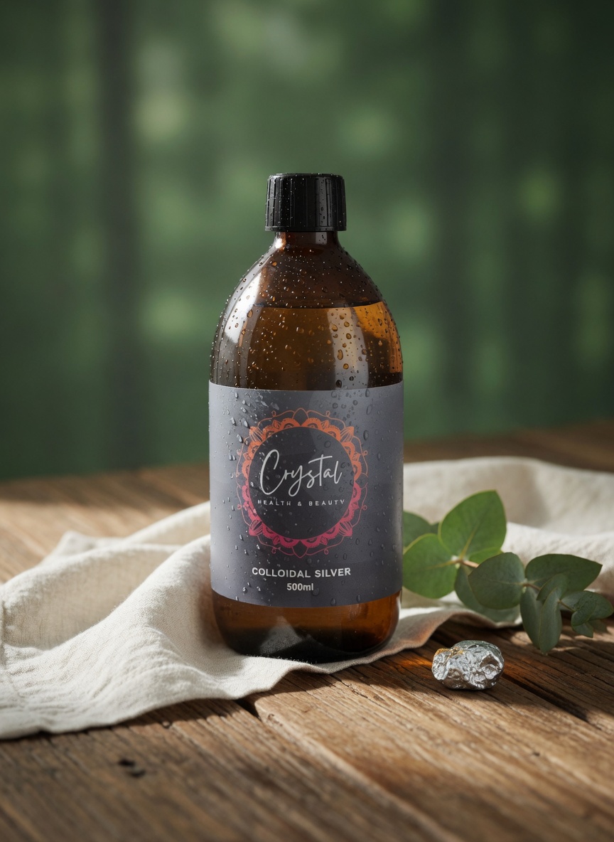 Crystal colloidal silver bottled in amber glass