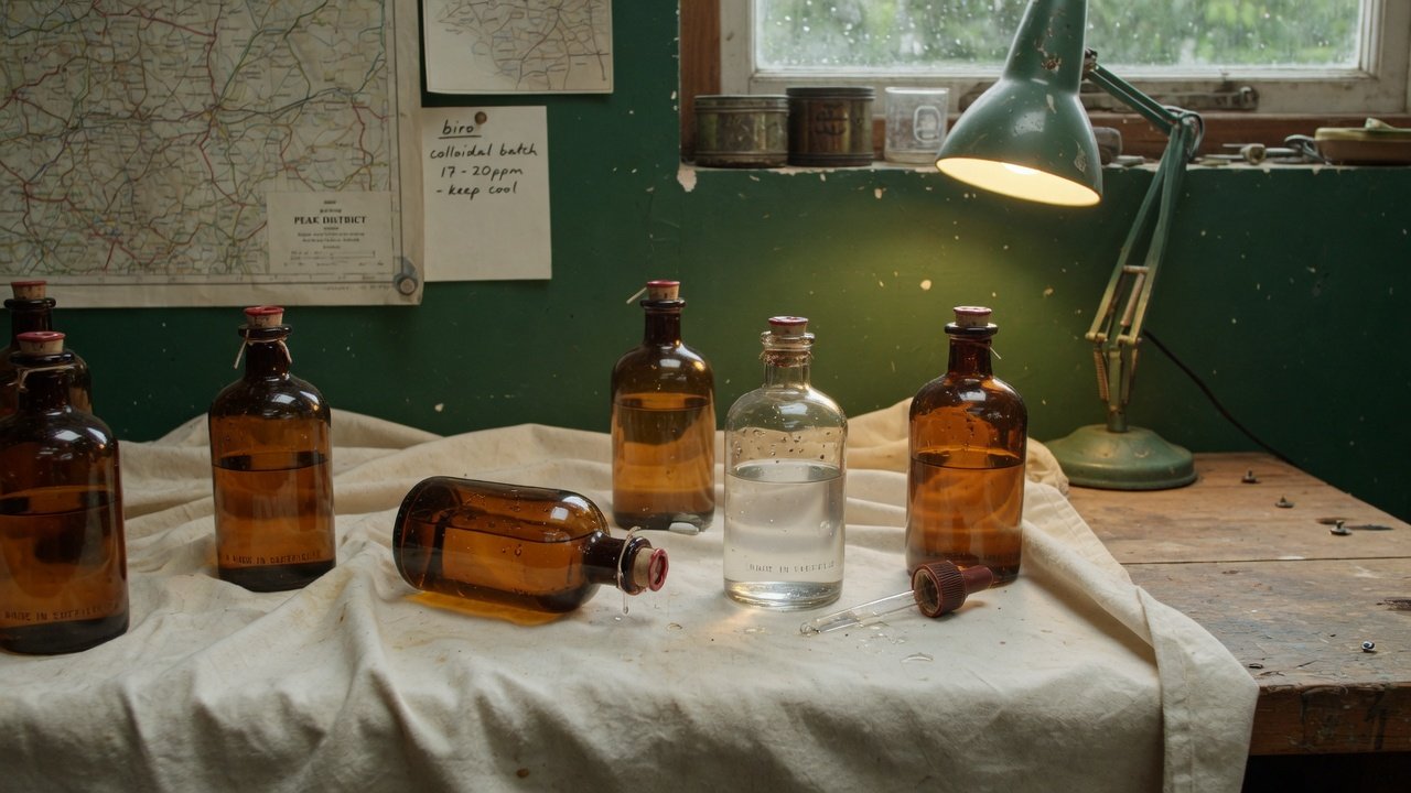 Amber bottles of colloidal silver
